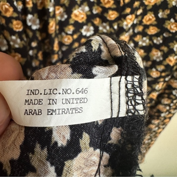 Vintage Diana Marco Fall Floral Long Sleeves Dress Size 14 - Picture 8 of 9